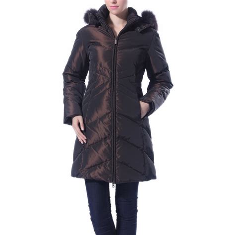 chevron quilted down filled coat
